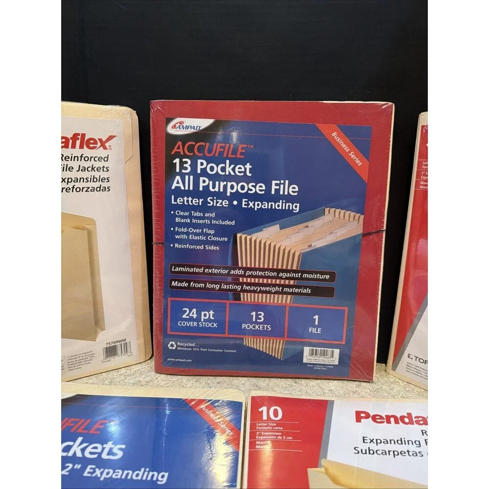 File Jacket & Organizer Lot 5 New Sealed Ampad Accufile Pendaflex Manila